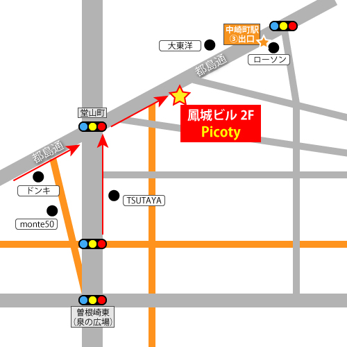 ゲームバーPicoty(大阪梅田)への地図